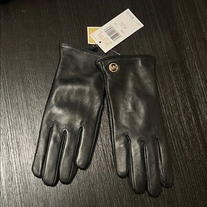 Michael Kors Black Leather Gloves